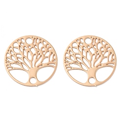 Light Gold Подвески из латуни с покрытием для стойки, гравированные металлические украшения, долговечный, без кадмия, без никеля и без свинца, древо жизни ссылки, золотой свет, 15x0.3 мм, отверстие : 1.8 мм