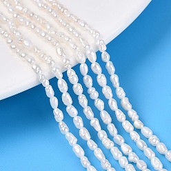 Кремово-белый Нити из натурального культивированного пресноводного жемчуга, рис, кремово-белые, 3.5~5x2~3 мм, отверстие : 0.3~0.4 мм, около 89~92 шт / нитка, 13.98~14.17'' (35.5~36 см)
