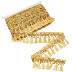 Gold Polyester-Quastenspitzenbesatzbänder, Gold, 60x1.3 mm