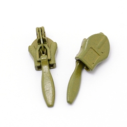 Olive Drab Iron Invisible Zipper Pull Slider Head, for Clothes DIY Sewing Accessories, Olive Drab, 2.5x0.88x0.6cm