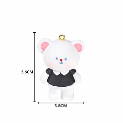 Черный Большие подвески из непрозрачной смолы, с золотыми тонами железных петель, медведь, чёрные, 56x38 мм