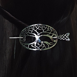 Античное Серебро Вилок волос сплава, аксессуары для волос викингов для женщин, овальные, античное серебро, 90 мм