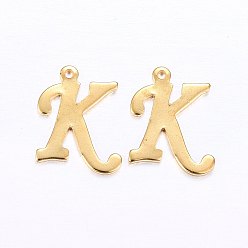 Letter K 201 подвески из нержавеющей стали, буквы, золотые, letter.k, 15x12x1 мм, отверстие : 1 мм