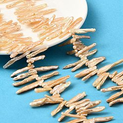 Персиковый Слойка Натуральный жемчуг в стиле барокко кеши, культивированный пресноводный жемчуг, Топ пробуренной, придерживаться, класс 8а++, розовые, 14~36x2.5~7x2.5~7 мм, отверстие : 0.5 мм, около 82~99 шт / нитка, 14.96~15.35'' (38~39 см)