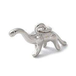 Platinum Brass Pendants, Dinosaur Charms, with Jump Ring, Lead Free & Cadmium Free, Long-lasting Plated, Platinum, 11x20x5mm, Hole: 3.4mm