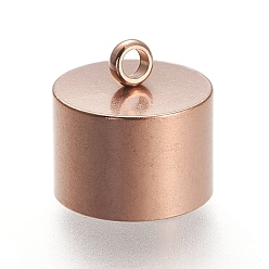 Розовое Золото Ионное покрытие (ip) 201 концы шнура из нержавеющей стали, колонка, розовое золото , 10x10 мм, отверстие : 1.6 мм, внутренний диаметр: 9 мм