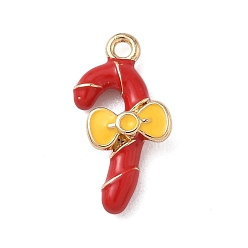 Candy Cane Рождественские эмали сплава подвески, золотые, шоколадная конфета, 17x9x4 мм, отверстие : 1.4 мм