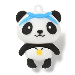 Темно-Голубой ПВХ подвески, панда, глубокое синее небо, 45x32x23.5 мм, отверстие : 3 мм