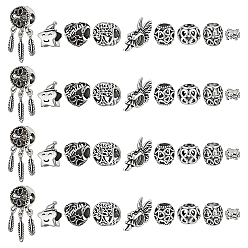 Античное Серебро 36шт 9 стили сплав европейские бусины, бусины с большим отверстием, разнообразные, античное серебро, 8~27.5x8~12x4~11.5 мм, отверстие : 4.5~5.5 мм, 4 шт / стиль