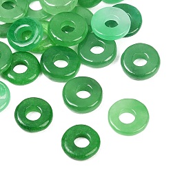 Зеленый Подвески из натурального бирманского нефрита, окрашенные в различные цвета., подвески в виде пончиков/пи-дисков, зелёные, 9.5~10x1.5~3.5 мм, отверстие : 3.5 мм