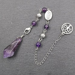 Аметист Маятники для биолокации из натурального аметиста с шестиугольным конусом и заостренным концом, с чарами Древа Жизни, для лозоходства и гадания, 190 мм