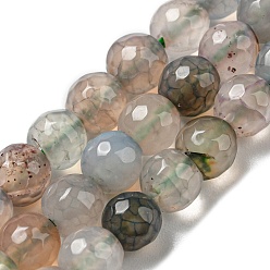 Gainsboro Natural Agate Beads Strands, Dyed & Heated, Round, Faceted, Gainsboro, 6mm, Hole: 1mm, about 62pcs/strand, 14.37~14.76 inch(36.5~37.5cm)