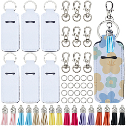 (52) Непрозрачная лаванда Наборы для самостоятельного изготовления брелоков-футляров для губных помад с термотрансферной печатью из резины., включая застежки-лобстеры из сплава с поворотным механизмом, соединительные кольца и кисточка из искусственной замши, разноцветные, 120x41.5x5.5 мм