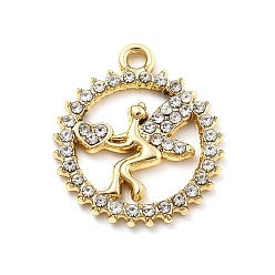 Золотой Подвески из сплава и страза, УФ-покрытием, фея, сердце, золотые, 21.5x18.5x2.5 мм, отверстие : 1.8 мм