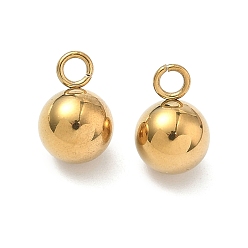 Настоящее золото 18K 304 прелести нержавеющей стали, мяч, ионное покрытие (ip), реальный 18 k позолоченный, 12x8 мм, отверстие : 2.2 мм