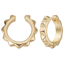 Настоящее золото 18K 3 пары латунных выводов для ушных манжет, долговечный, кольцо, реальный 18 k позолоченный, 14x3 мм, отверстие : 0.6 мм, внутренний диаметр: 9 мм