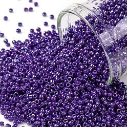 (408) Opaque AB Navy Blue TOHO Round Seed Beads, Japanese Seed Beads, (408) Opaque AB Navy Blue, 15/0, 1.5mm, Hole: 0.7mm, about 135000pcs/pound