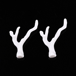 Белый Непрозрачные акриловые подвески, коралл, белые, 47x34.5x9 мм, отверстие : 1.8 мм, Около 290 шт / 500 г