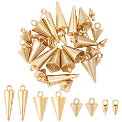 Настоящее золото 18K 40 шт 4 стили 304 подвески из нержавеющей стали, шип / конус, реальный 18 k позолоченный, 7.5~18x3~7 мм, отверстие : 1.8~2 мм, 10 шт / стиль