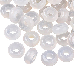 Natural Agate Natural White Agate European Beads, Large Hole Beads, Rondelle, 10x4.5mm, Hole: 4mm, 30pcs/box