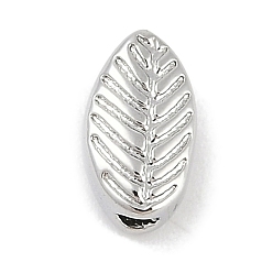 Платина Латунные бусины, долговечные бусины, без свинца и без кадмия, лист, платина, 7.5x4.5x3.5 мм, отверстие : 1.2 мм