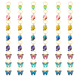(52) Непрозрачная лаванда 24шт сплава эмали и железа плетение подвески для волос декоративные зажимы, для укладки волос, лист/бабочка, разноцветные, 26~38 мм