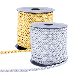 Gemischte Farbe Geflochtene Polyesterschnur, 3 -ply, verdrehtes Seil, für DIY Cord Schmuck Befunde, Gemischte Farbe, 5 mm, ca. 20 m / Rolle, 2 Rollen / Satz