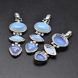 Опал Платиновый оттенок латуни опал большие кулоны, без свинца, без никеля и без кадмия, 69~70x22x8 мм, отверстие : 4.5x9 мм