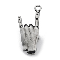 Antique Silver Tibetan Style Alloy Pendant, Frosted, Hand, Antique Silver, 42x19.5x12mm, Hole: 3.8mm