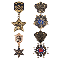 Mixed Shapes 4шт. 4 стили эмалированные булавки, цинковый сплав с железным значком для рюкзака одежды, разнообразные, 53~70x22~35.5x2~3.5 мм, 1 шт / стиль