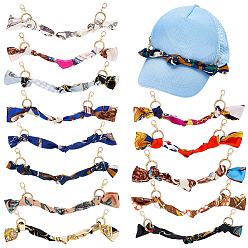 Mixed Color 13Pcs Printed Ribbon Scarf Hat Bands, with Alloy Lobster Claw Clasps and Spring Gate Rings, Golden, Mixed Color, 290mm