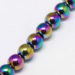 Multi-color Plated Electroplate Non-magnetic Synthetic Hematite Beads Strands, Round, Grade A, Multi-color Plated, 2mm, Hole: 1mm, about 200pcs/strand, 16 inch