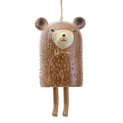 Bear Resin Animal Wind Chime, for Garden Outdoor Hanging Decoration, Bear, 145x80x70mm