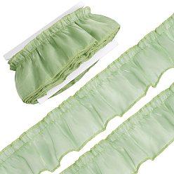 Yellow Green Polyester Lace Ribbon, with Paper Thread Winding Boards, Yellow Green, 2-3/4 inch(70mm), about 10.00 Yards(9.14m)/pc