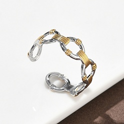 Золотой & Цвет Нержавеющей Стали 304 открытые кольца манжеты из нержавеющей стали, ионное покрытие (ip), золотые и нержавеющая сталь цвет, 7 мм, внутренний диаметр: 18 мм