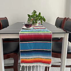 Colorido Caminos de mesa de algodón arcoiris, manteles de borlas a rayas, para fiestas, festivales, decoraciones para el hogar, Rectángulo, colorido, 182x13 cm