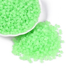 Весенне-зеленый 6/0 прозрачный внутри цветной стеклянный бисер, рондель, круглое отверстие, весенний зеленый, 4x3 мм, отверстие : 1.2~1.5 мм, Около 6080 шт / фунт