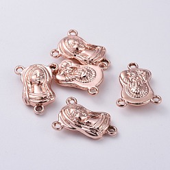 Розовое Золото Сплав девственные ссылки для четки бусы решений, религия, розовое золото , 20x15x5 мм, отверстие : 2 мм