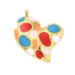 Разноцветный 304 подвески из нержавеющей стали, с эмалью, шарма сердца, золотые, красочный, 25x24x4 мм, отверстие : 2 мм