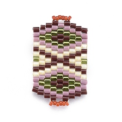 Colorful MIYUKI & TOHO Handmade Japanese Seed Beads Links, Loom Pattern, Rectangle, Colorful, 31~32x18~18.5x1.6~1.7mm, Hole: 1.5~2x3~3.5mm