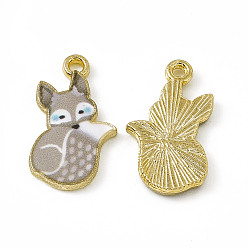 Серый Подвески из окрашенного сплава, очарование лисы, без кадмия, без никеля и без свинца, золотые, серые, 19.5x11.5x2 мм, отверстие : 1.5 мм