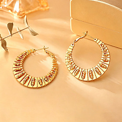 Golden Brass Hoop Earrings for Women, Round, Golden, 41mm