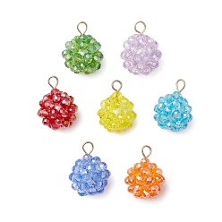 (52) Непрозрачная лаванда 7шт 7цвета чакра граненые стеклянные подвески, круглые, с 304 петлей из нержавеющей стали, разноцветные, 22x16 мм, отверстие : 3.5x2.5 мм, 1 шт / цвет