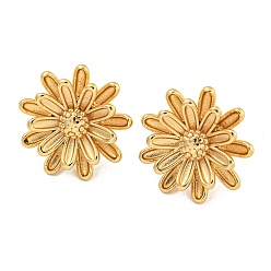Золотой 304 из нержавеющей стали уха шпильки, цветок, золотые, 23x24 мм