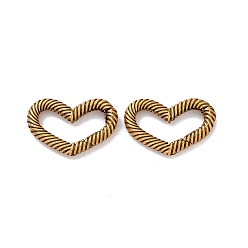 Antique Golden 925 Sterling Silver Spring Gate Rings, Heart, Antique Golden, 10.5x16.5x2mm, Inner Diameter: 4x12mm