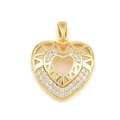 Oro Latón micro pavimenta claro colgantes de circonio cúbico, encantos del corazón, dorado, 17.5x17x4.5 mm, agujero: 5x3 mm