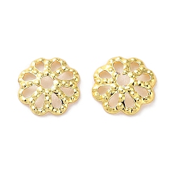 Золотой Стойки обшивки латунь крышки шарика, долговечный, без свинца и без кадмия, 8-лепестки, цветок, золотые, 6x1 мм, отверстие : 1 мм