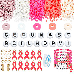 (52) Непрозрачная лаванда Наборы для самостоятельного изготовления браслетов из акриловых бусин и лент с символикой осведомленности, разноцветные, 7x4 мм