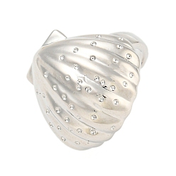 Платина Стойка в форме ракушки, латунные открытые манжеты, кольца, для женщин, без свинца и без кадмия, долговечный, платина, 21 мм, регулируемый