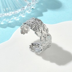 Нержавеющая Сталь Цвет 304 открытые кольца-манжеты из нержавеющей стали для женщин, лист, цвет нержавеющей стали, 9.5 мм, размер США 8 1/4 (18.3 мм)